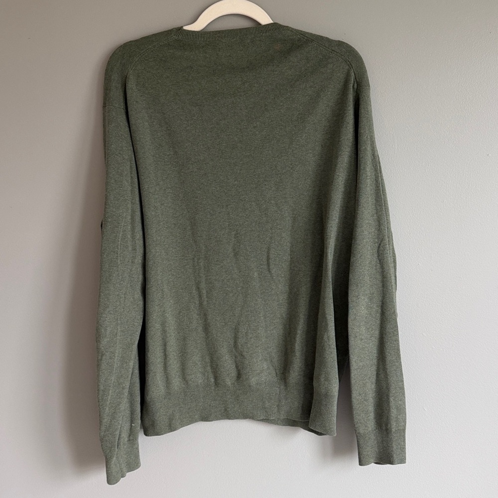 Ralph Lauren V-Neck Sweater in Olive with Red Pony - Picture 3 of 3